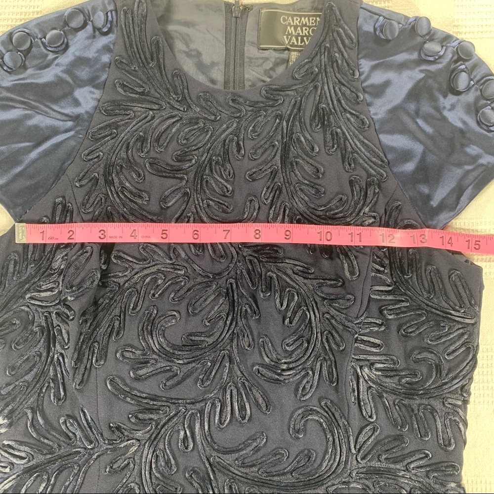 Carmen Marc Valvo navy blue top W 8 - Picture 11 of 13